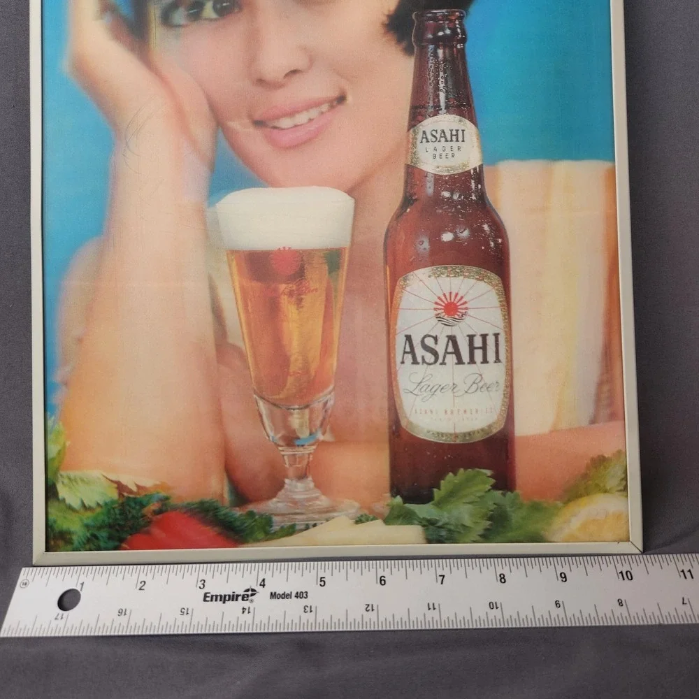 Vintage‎ Asahi Beer Hologram Advertising Sign Japan Top-Stereo Lenticular 3D Bar